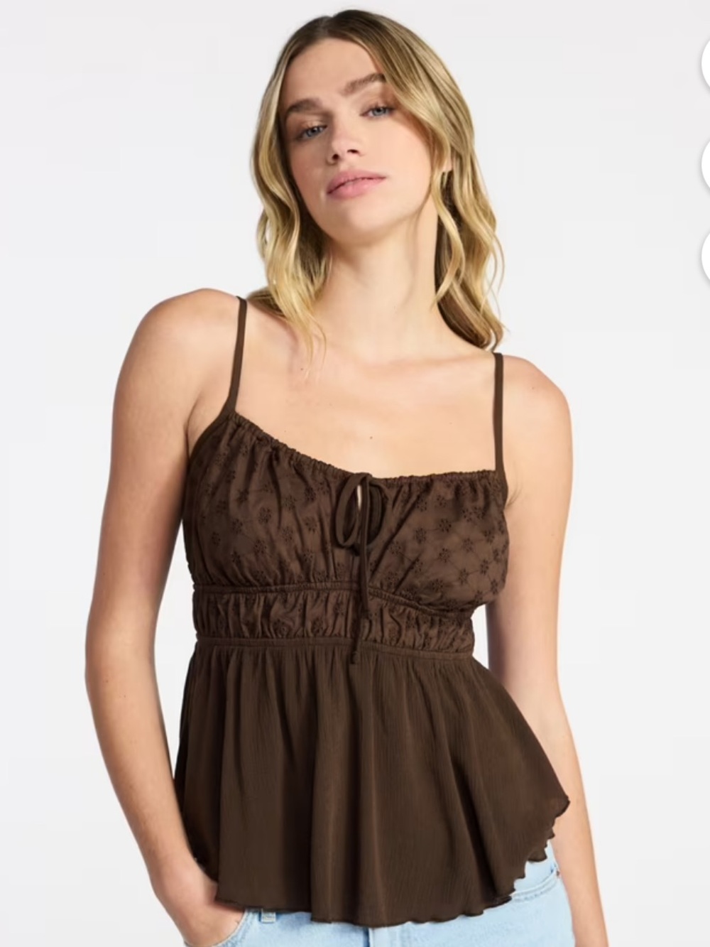 No Boundaries Eyelet Tie Front Cami - Picture 4 of 4